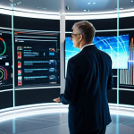 **Prompt for Fire Safety Engineer focusing on Technology:**
    "A professional fire safety engineer, a male or female adult, standing confidently in a futuristic smart building's control room, looking at a large holographic display showing real-time IoT sensor data and AI-driven fire risk predictions. The engineer is in a crisp, professional business suit, fully clothed, appropriate attire, modest clothing. The background features sleek server racks, a modern console, and subtle glowing data lines. Perfect anatomy, correct proportions, natural pose, well-formed hands, proper finger count, natural body proportions. The scene conveys innovation and proactive safety. Professional photography, high quality, safe for work, appropriate content, family-friendly."