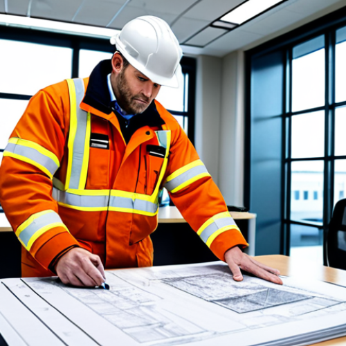 Home 20 **
"A professional fire suppression engineer in appropriate attire, reviewing blueprints in a modern office setting, fully clothed, safe for work, perfect anatomy, correct proportions, professional, well-lit, high resolution."
**