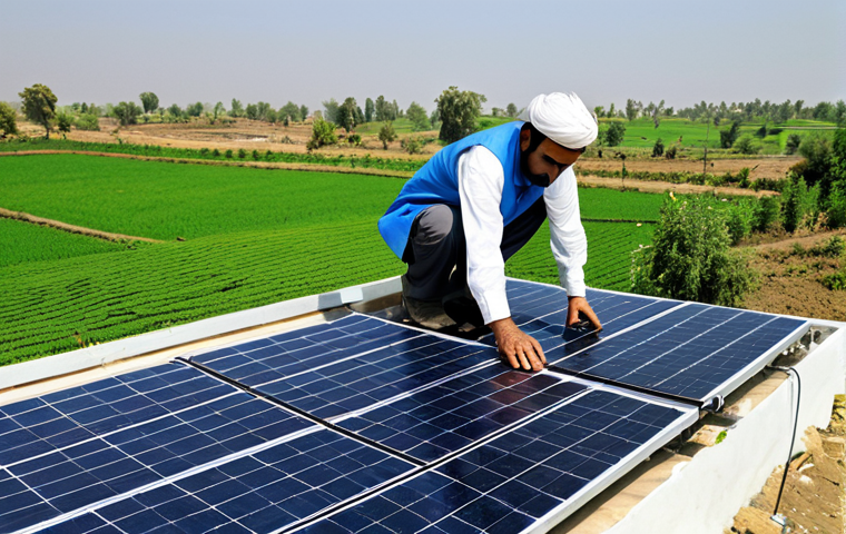 Solar Panel Installation**

"A modern Pakistani home with solar panels on the roof, located in a sunny, rural area. A fully clothed technician in appropriate work attire is installing a new panel. The house is surrounded by lush green fields. Bright, clear day. Professional photography, perfect anatomy, correct proportions, natural pose, safe for work, appropriate content, fully clothed, family-friendly, modest setting."

**